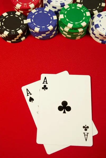 Pocket aces on the button — Stock Photo, Image