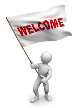 Men with flag welcome clipart