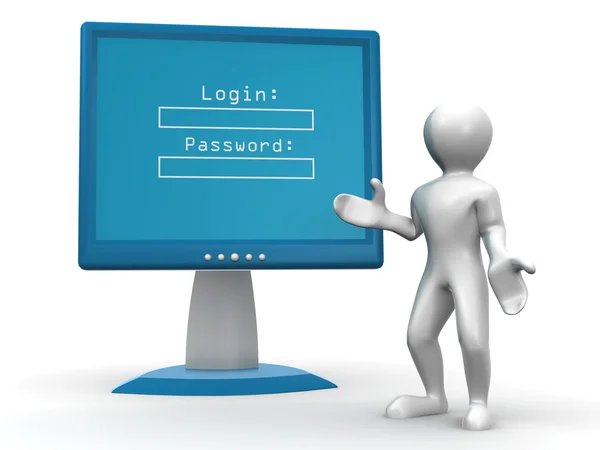 Monitor with Login and password — Stock Photo, Image
