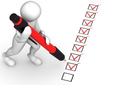 Man with pen and questionnaire clipart