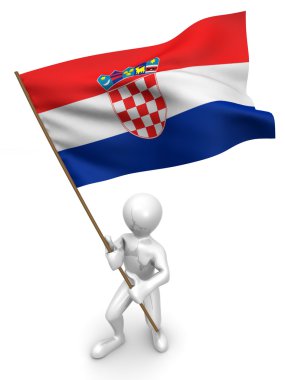 Men with flag. Croatia clipart