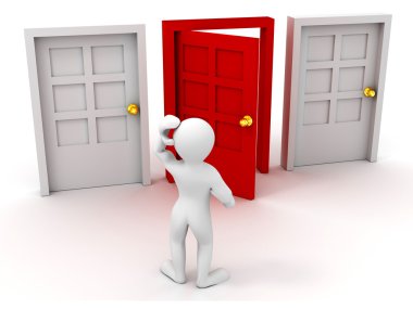 Person chooses door clipart