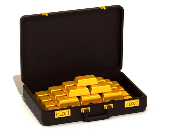 Resväska med guld — Stockfoto