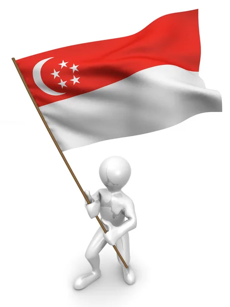 Männer mit Fahne. Singapore — Stockfoto