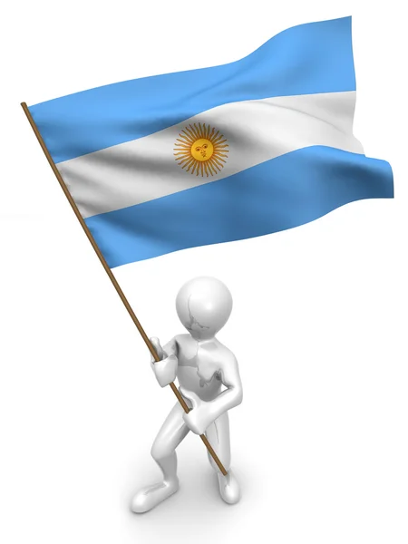Män med flagga. Argentina. 3D — Stockfoto