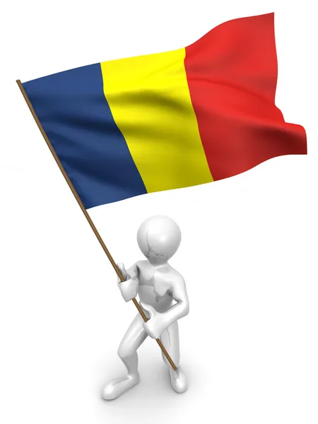 Män med flagga. Rumänien — Stockfoto