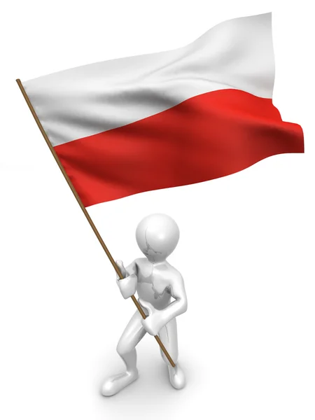 Men with flag. Poland — Stock Photo, Image