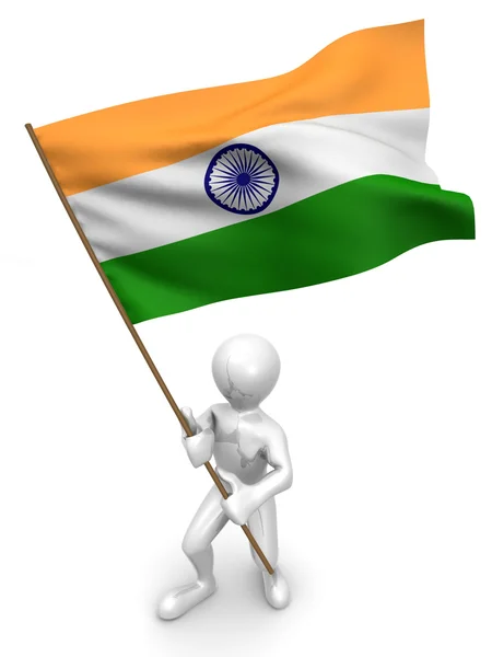 Män med flagga. Indien — Stockfoto