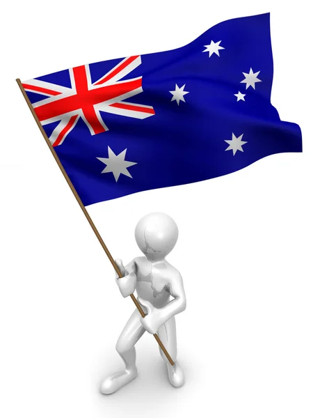 Mężczyźni z flagą. Australia — Zdjęcie stockowe