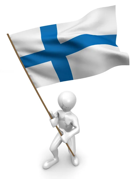 Άνδρες με σημαία. Φινλανδία — Φωτογραφία Αρχείου