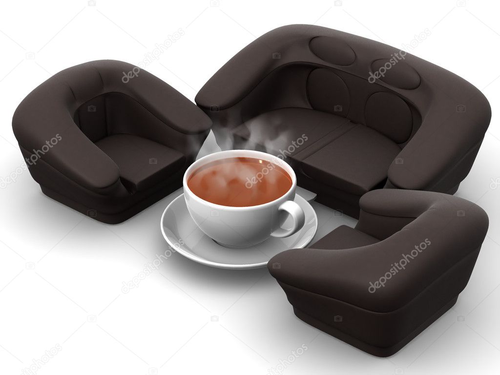 Armchair with cup of coffee