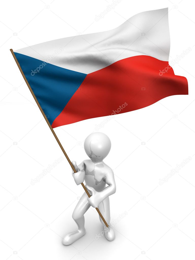 Men with flag. Czech Republic