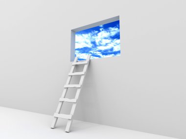 Staircase to the picture with the sky clipart