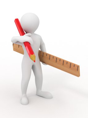 Men with yardstick and pencil clipart