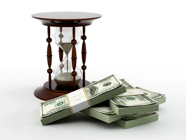 Hourglass and money — Stock Photo, Image
