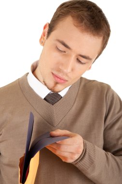 Young well-dressed man with documents clipart