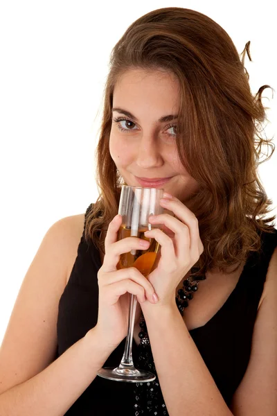 Frau mit einem Glas Champagner — Stockfoto