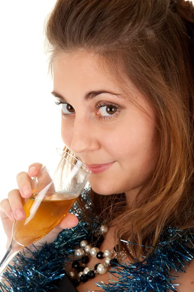 Mujer con una copa de champán — Foto de Stock