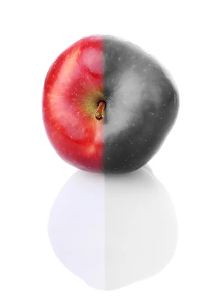 Apple with red and colourless half — Stock Photo, Image