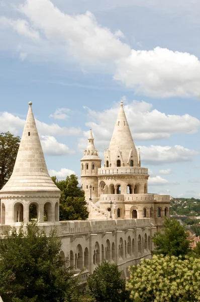 Castello di Budapest torri dall'aspetto favoloso — Foto Stock