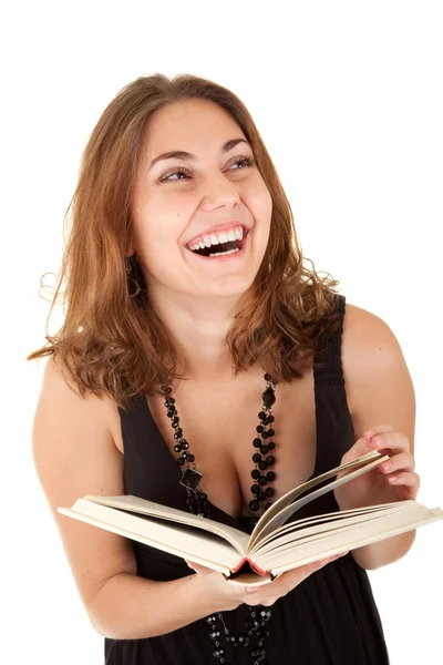 Laughing women with a book — Stock Photo, Image
