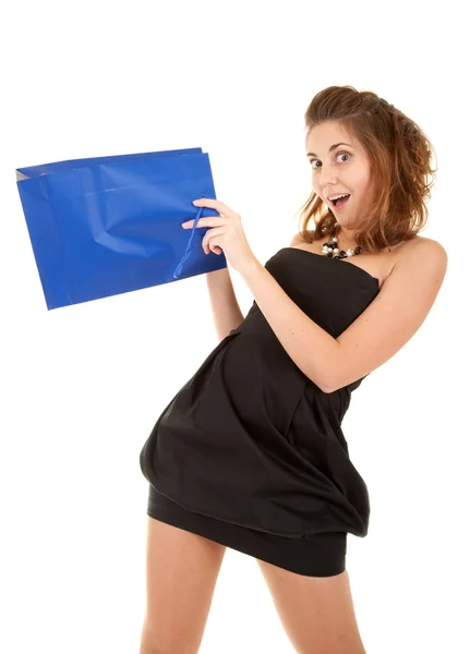 Surprised women with papper bag — Stock Photo, Image