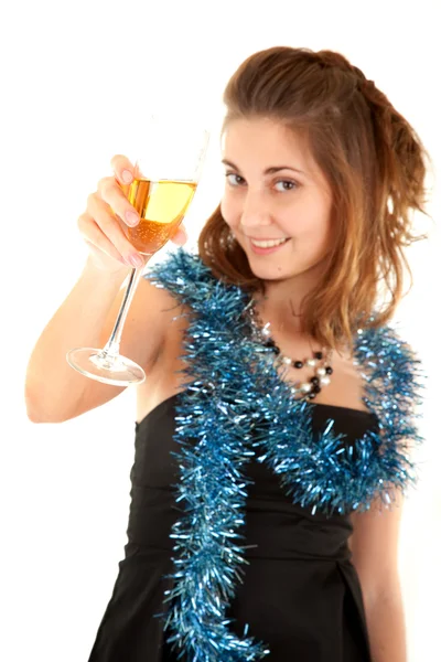 Mulher com uma taça de champanhe — Fotografia de Stock