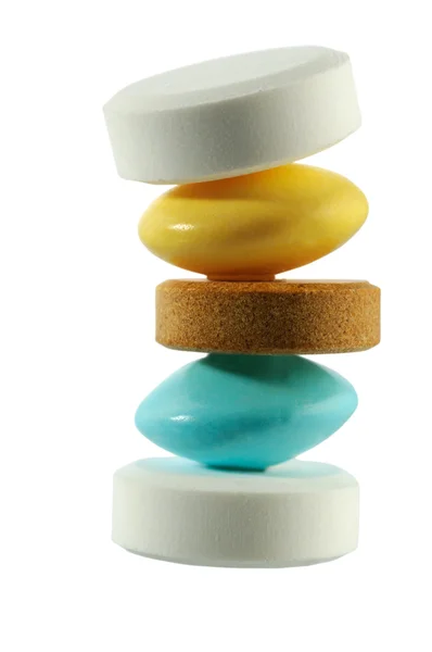 Pięciu tabletek stanąć na siebie — Zdjęcie stockowe