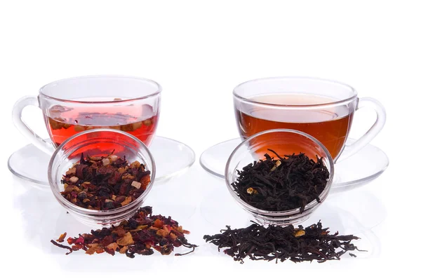 Två koppar och tefat med te — Stockfoto