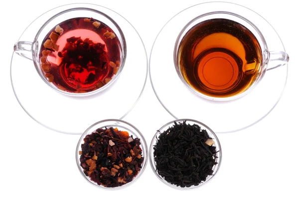 Duas xícaras e pires com chá — Fotografia de Stock
