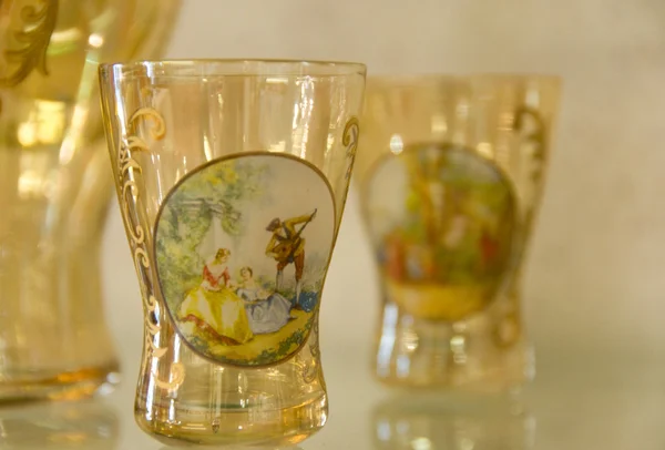 Hand-made small glass with drawing — Stock Photo, Image