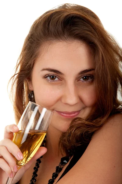 Mulher com uma taça de champanhe — Fotografia de Stock