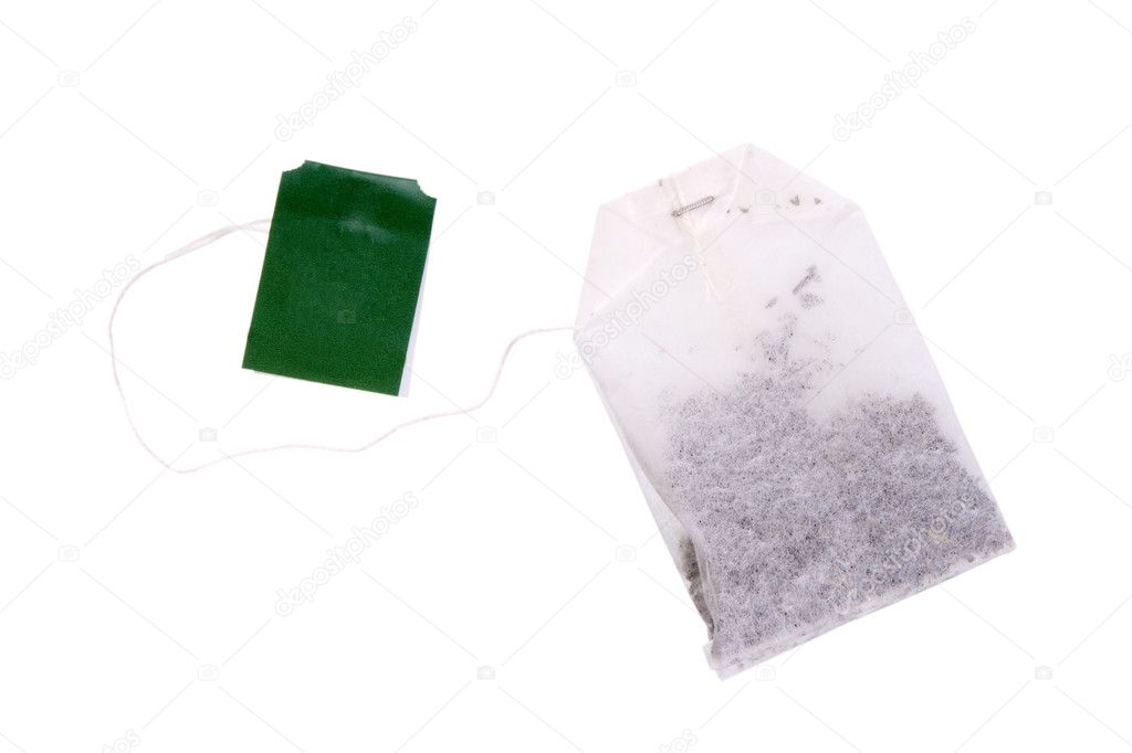 Teabag with black tea and green label