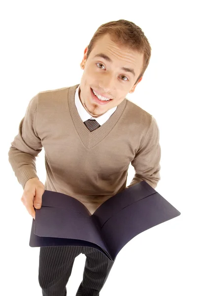 Young man with files for documents. — Stock Photo, Image