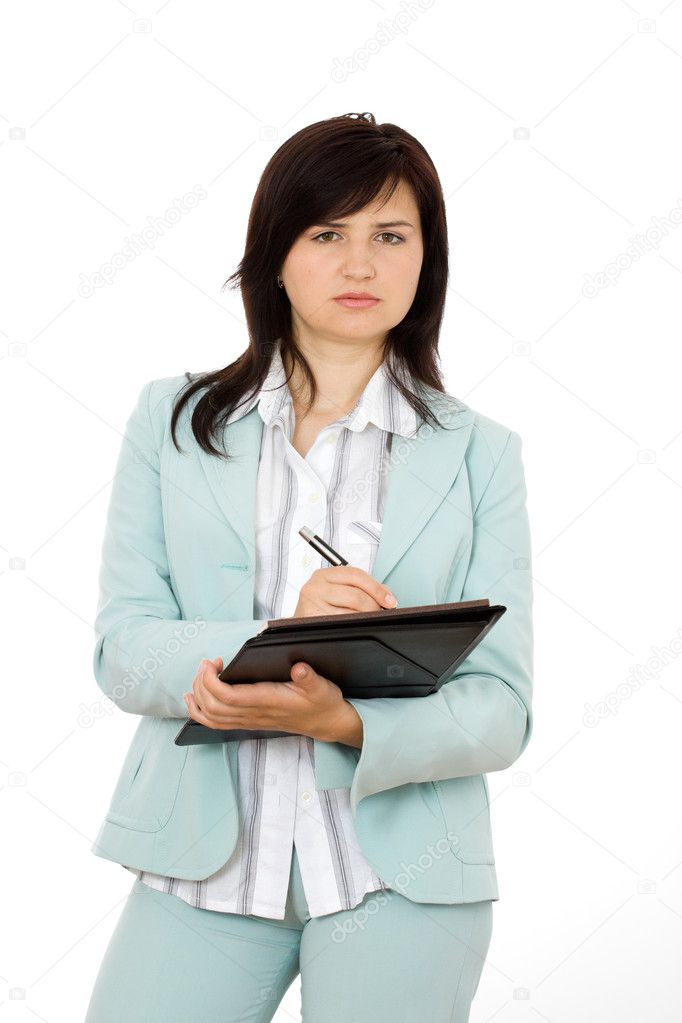 Young business woman with a map case