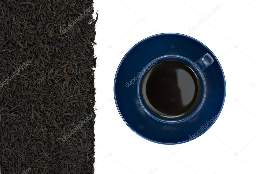Tea cup and tea leaves