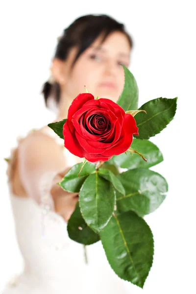 Nevěsta s květinou — Stock fotografie