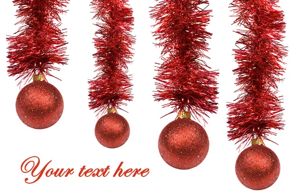 Red Christmas balls on white background. — Stock Photo, Image