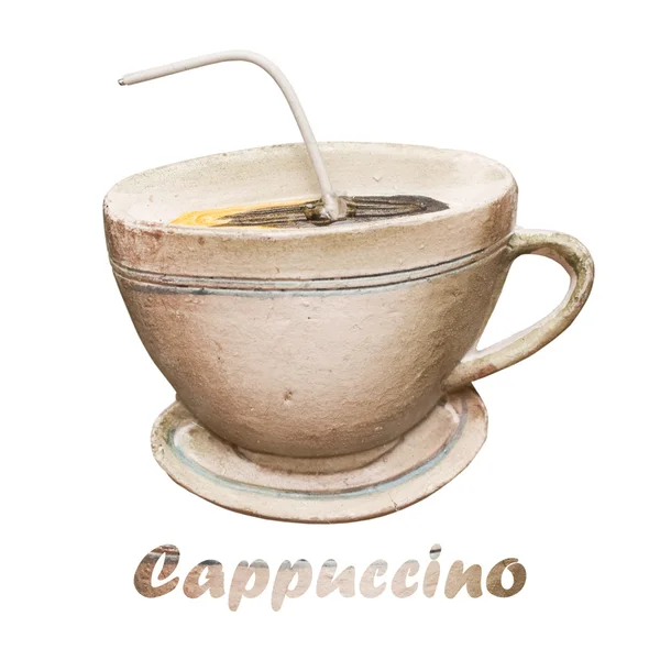 Cappucciono 的卡布奇诺咖啡杯子 — 图库照片