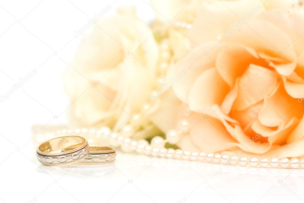 White rose and rings