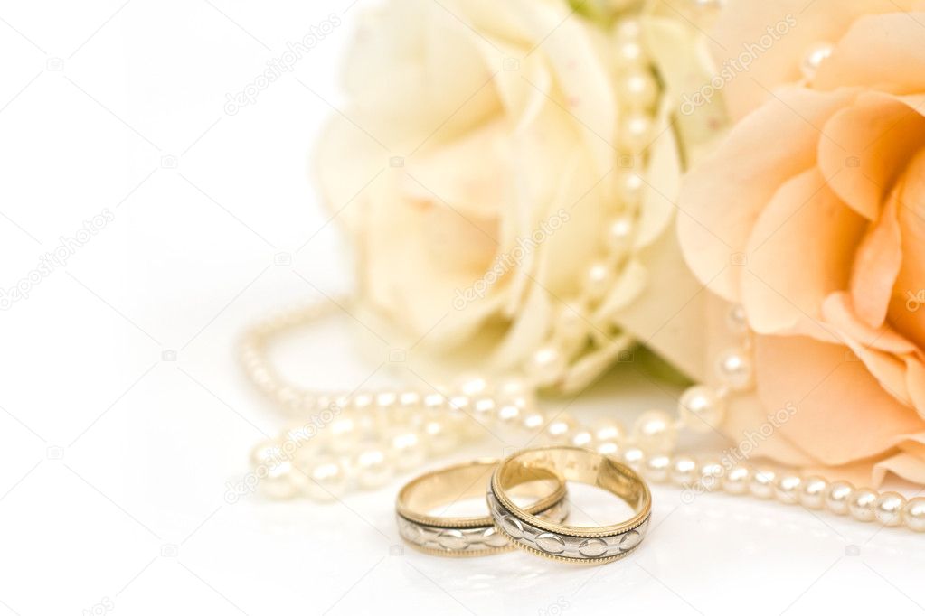 White rose and rings