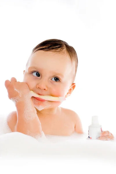 Uczenie się, jak myję zęby — Zdjęcie stockowe