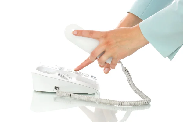 Office telephone with hand dialing — Stock Photo, Image