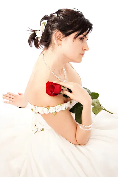 Bruid met bloem — Stockfoto