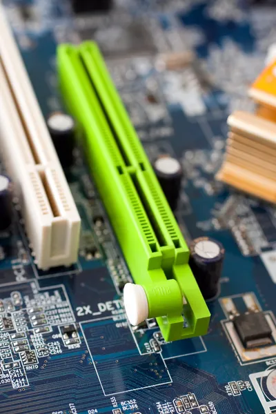 Green AGP slot on motherboard. — Stock Photo, Image