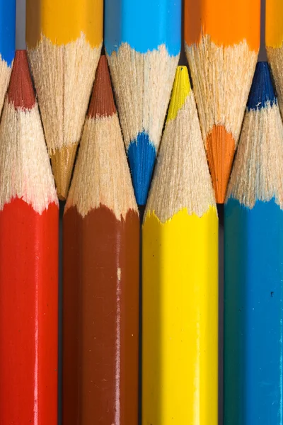 다 색된 연필의 매크로 — 스톡 사진