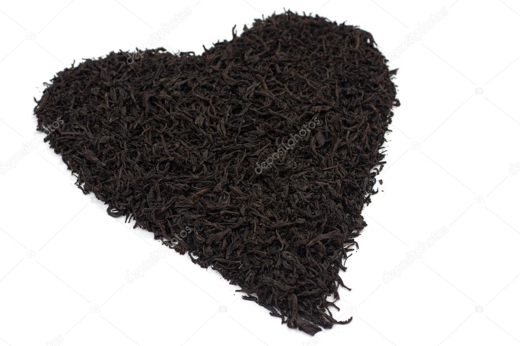 Heart-shaped heap of tea