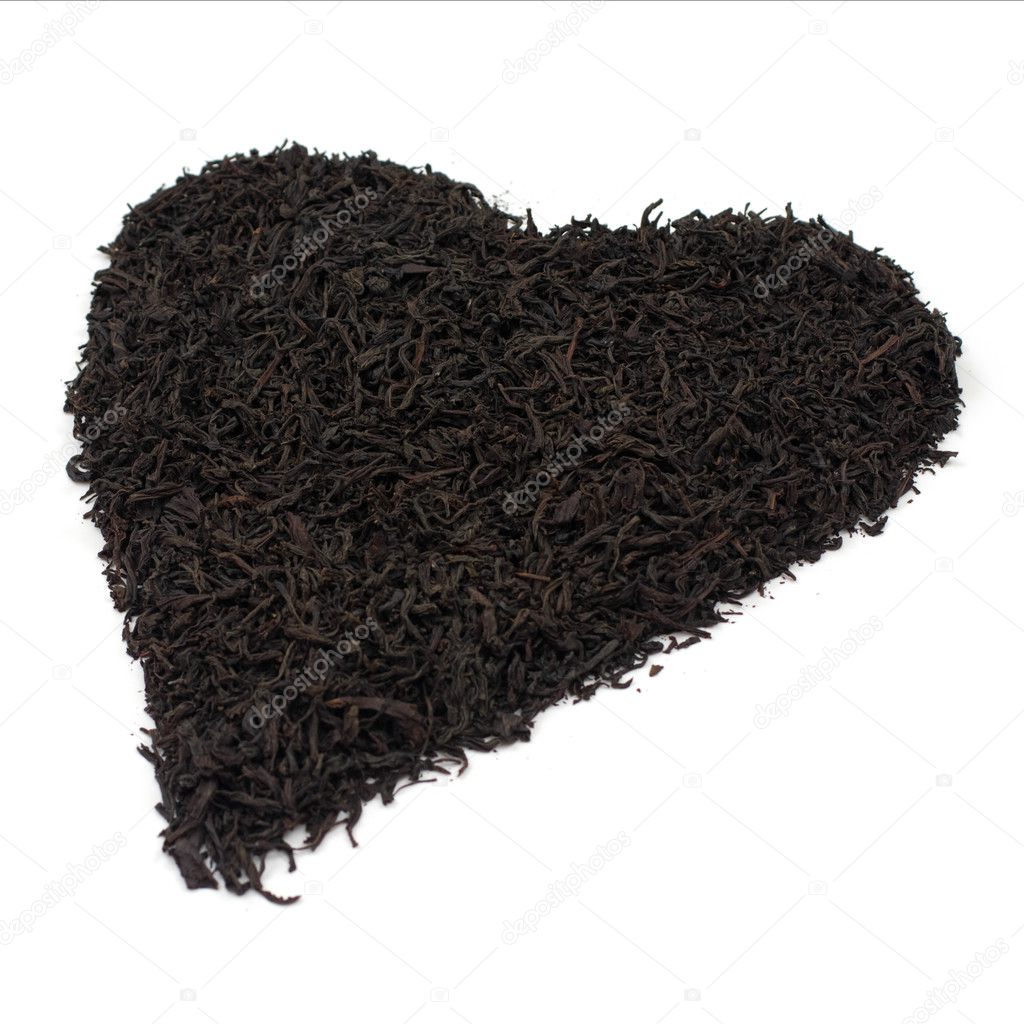 Heart-shaped heap of tea