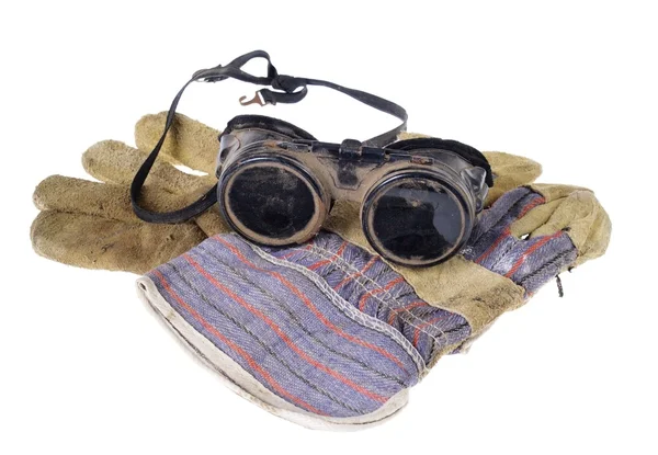 Occhiali protettivi con guanti — Foto Stock