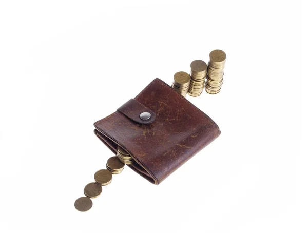 Höja plånbok pengar — Stockfoto